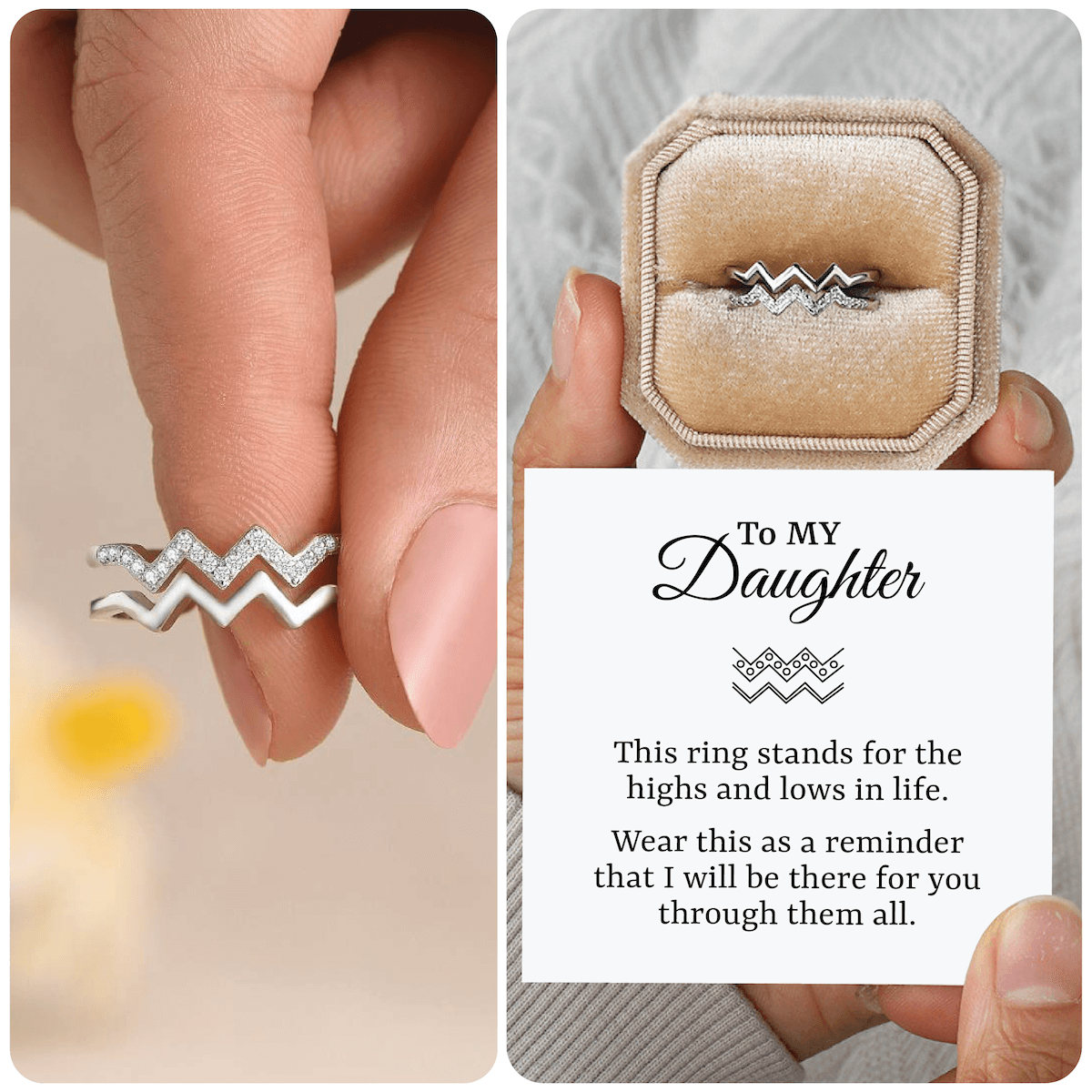 To My Daughter 'Highs and Lows' Ring